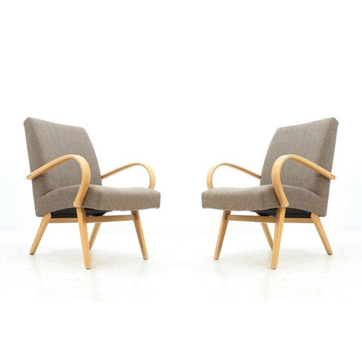 Set of 2 vintage grey armchairs by Jindřich Halabala