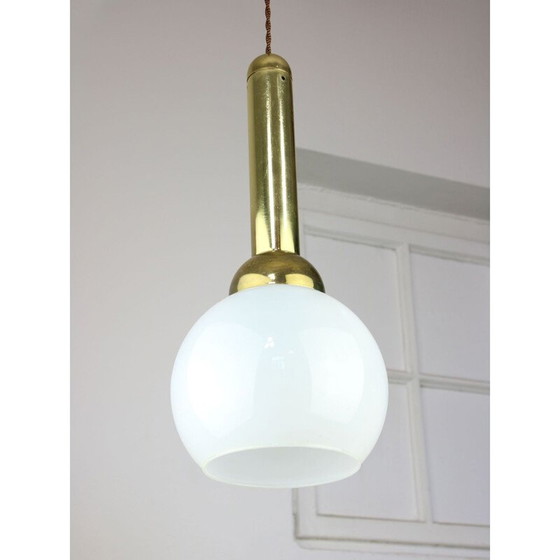 Image 1 of Vintage gold & opaline pendant lamp