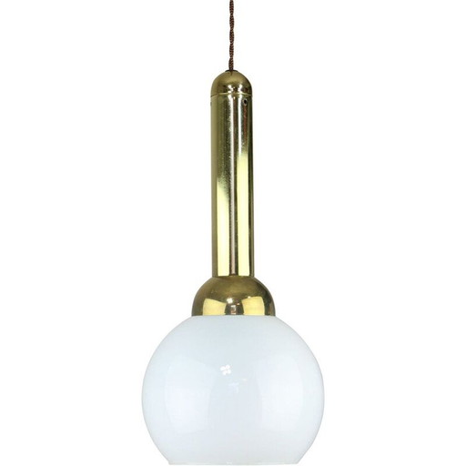Vintage gold & opaline pendant lamp