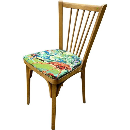 Vintage baumann chair reupholstered in flamingo, 1950