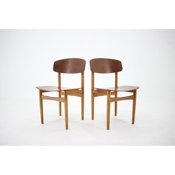 Image 1 of Set of 6 vintage dining chairs model 122 in oak and teak by Børge Mogensen for Søborg Møbelfabric, Denmark