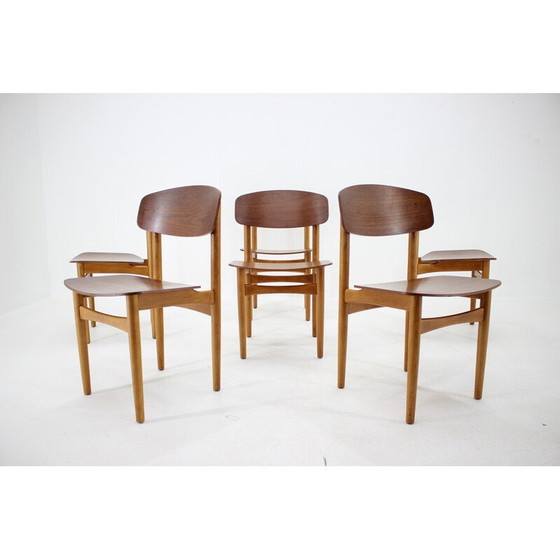Image 1 of Set of 6 vintage dining chairs model 122 in oak and teak by Børge Mogensen for Søborg Møbelfabric, Denmark