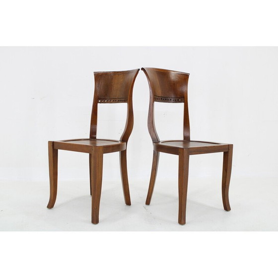 Image 1 of Pair of vintage solid teak chairs, India 1980