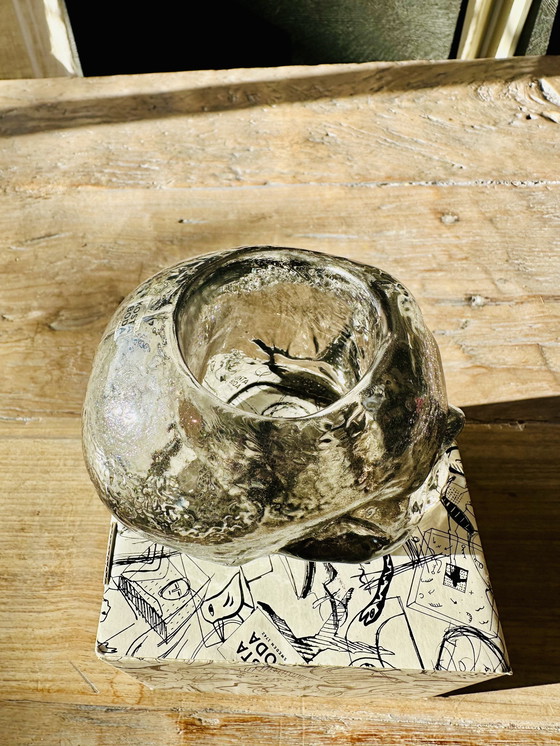 Image 1 of Kosta Boda Grey Philipp Plein Skull Kandelaar Met Glitters