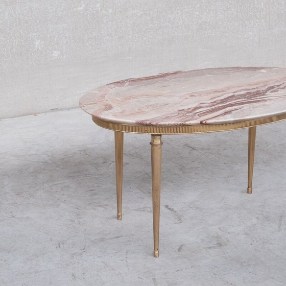 Image 1 of Vintage brass and marble coffee table or side table, France 1950