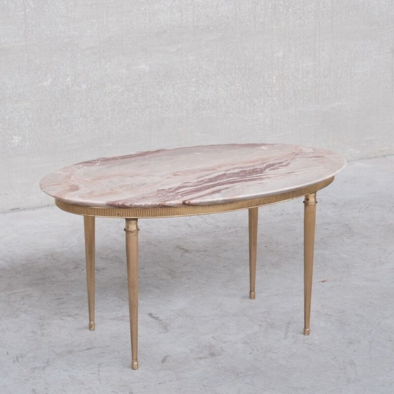 Image 1 of Vintage brass and marble coffee table or side table, France 1950