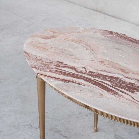 Image 1 of Vintage brass and marble coffee table or side table, France 1950