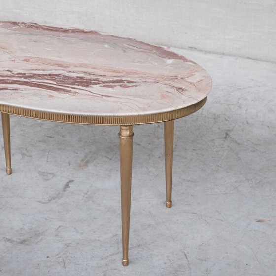 Image 1 of Vintage brass and marble coffee table or side table, France 1950