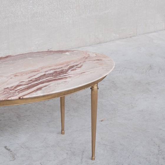 Image 1 of Vintage brass and marble coffee table or side table, France 1950
