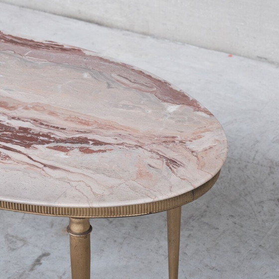 Image 1 of Vintage brass and marble coffee table or side table, France 1950