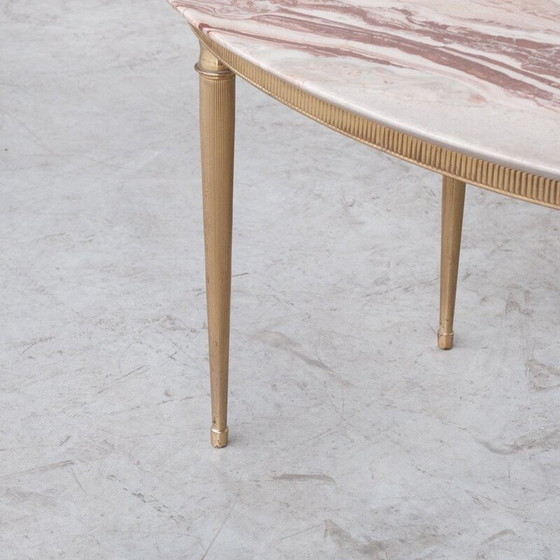 Image 1 of Vintage brass and marble coffee table or side table, France 1950