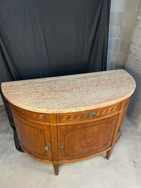 Image 1 of Louis Xvi Style Sidebord Credenza Comes With Top Marble Marquetry Piece Of Art