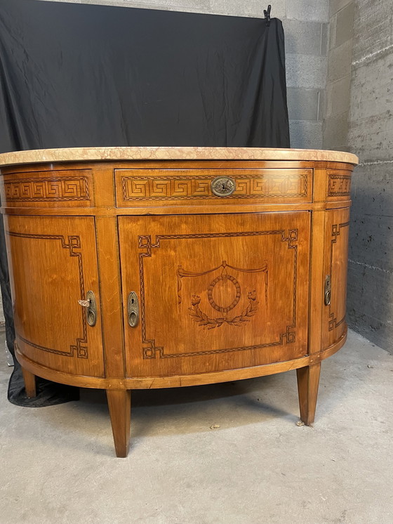 Image 1 of Louis Xvi Style Sidebord Credenza Comes With Top Marble Marquetry Piece Of Art