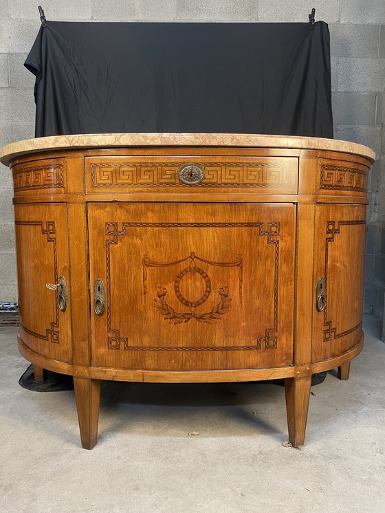 Image 1 of Louis Xvi Style Sidebord Credenza Comes With Top Marble Marquetry Piece Of Art