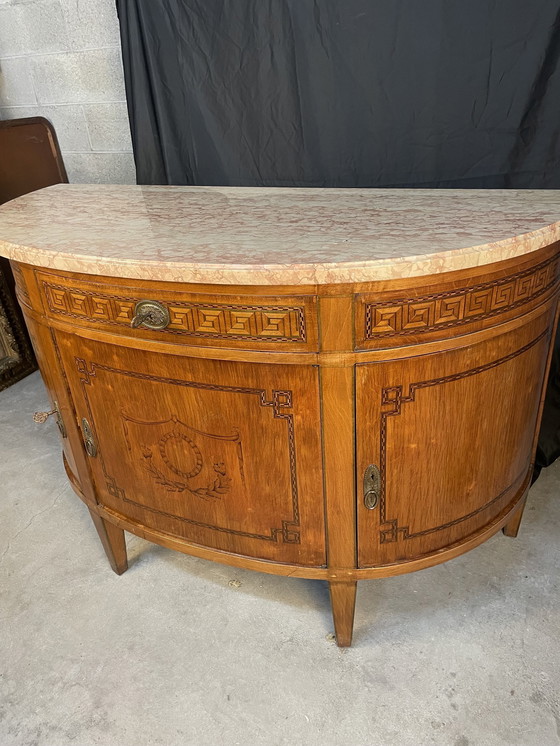 Image 1 of Louis Xvi Style Sidebord Credenza Comes With Top Marble Marquetry Piece Of Art