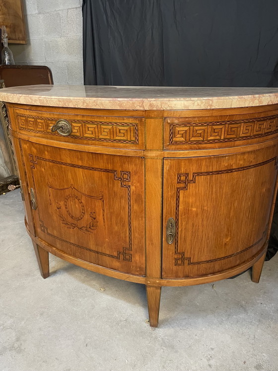 Image 1 of Louis Xvi Style Sidebord Credenza Comes With Top Marble Marquetry Piece Of Art