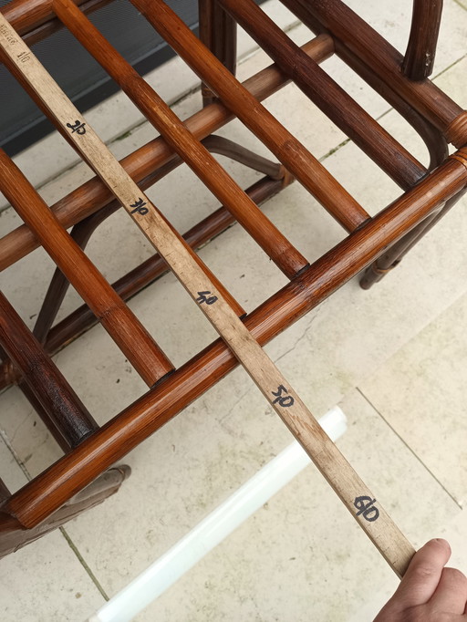 Banc téléphonique vintage en bambou et rotin