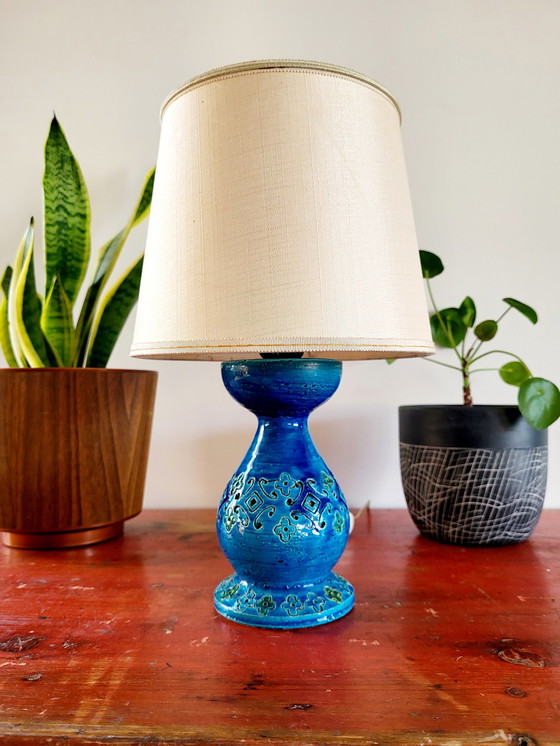 Image 1 of Rimini blue table lamp ceramics, Aldo Londi for Bitossi, 1960s Italy