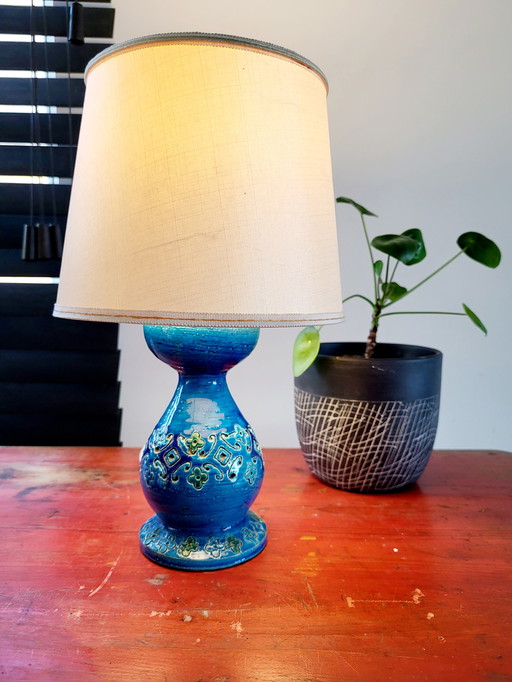 Rimini blue table lamp ceramics, Aldo Londi for Bitossi, 1960s Italy