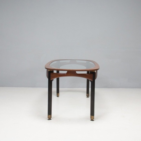 Image 1 of Vintage rosewood and glass table, Italy 1950