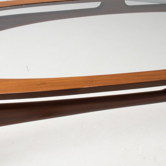 Image 1 of Vintage rosewood and glass table, Italy 1950