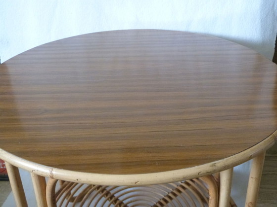 Image 1 of Vintage pedestal table rattan / formica