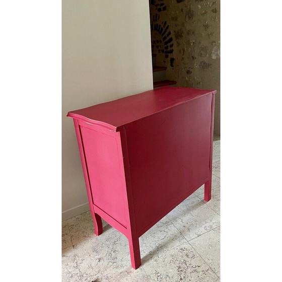 Image 1 of Vintage raspberry wood chest of drawers
