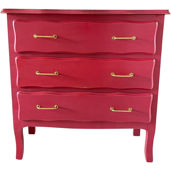 Image 1 of Vintage raspberry wood chest of drawers