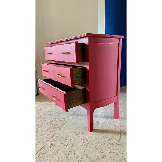 Image 1 of Vintage raspberry wood chest of drawers