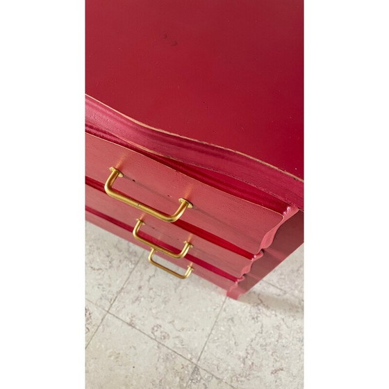 Image 1 of Vintage raspberry wood chest of drawers