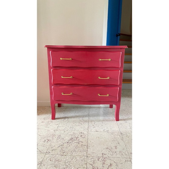 Image 1 of Vintage raspberry wood chest of drawers
