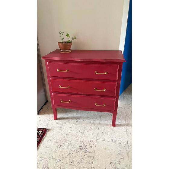 Image 1 of Vintage raspberry wood chest of drawers