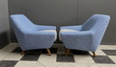 set of two Blue and white wool chairs 1960s