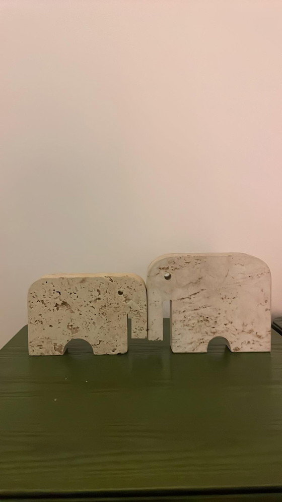 Image 1 of 2x  Fratelli Mannelli elefants in travertine