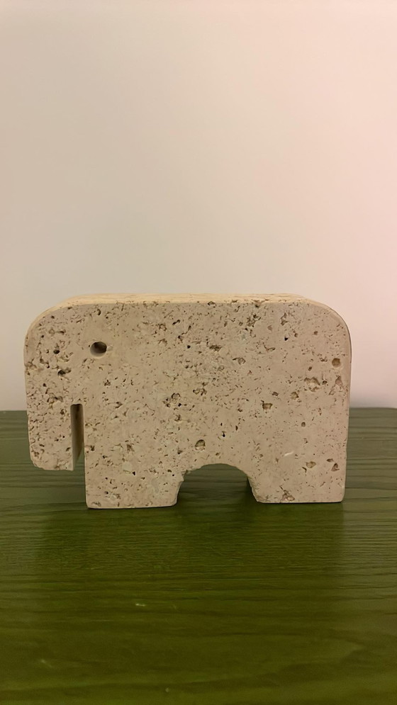 Image 1 of 2x  Fratelli Mannelli elefants in travertine