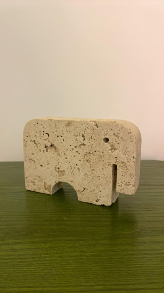 Image 1 of 2x  Fratelli Mannelli elefants in travertine