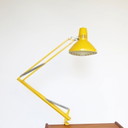 Lampada da scrivania svedese gialla vintage, lampada da architetto, lampada a forbice