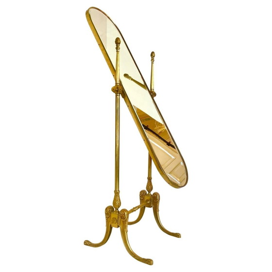 Image 1 of 1X Baroque Beveled A Brass Floor Mirror, Italy 1950S