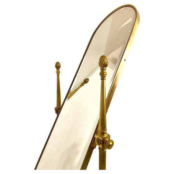 Image 1 of 1X Baroque Beveled A Brass Floor Mirror, Italy 1950S