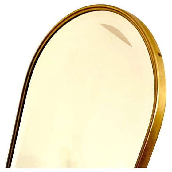Image 1 of 1X Baroque Beveled A Brass Floor Mirror, Italy 1950S