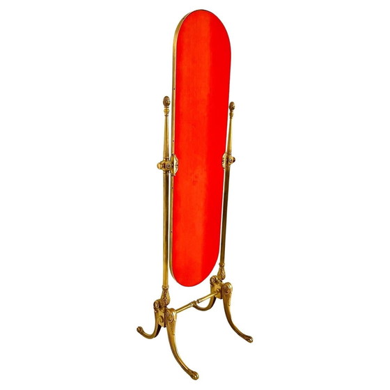 Image 1 of 1X Baroque Beveled A Brass Floor Mirror, Italy 1950S