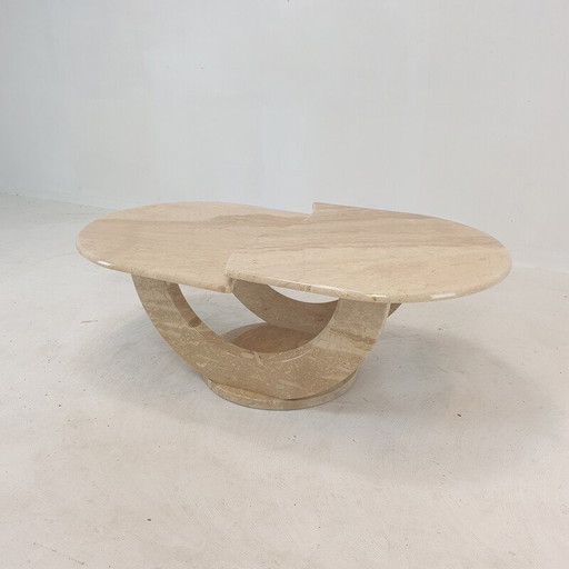 Italian vintage travertine coffee table, 1980s