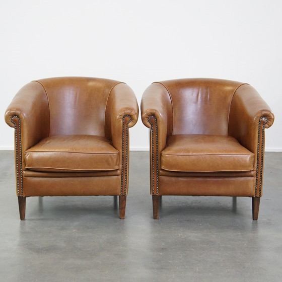 Image 1 of 2 X Beef Leather Club Chair