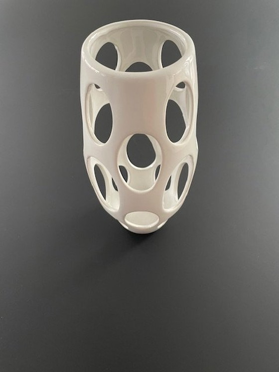 Image 1 of Modern Vase With Hole Texture White Ceramic