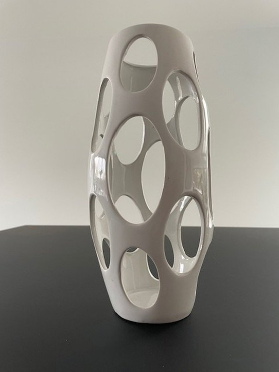 Image 1 of Modern Vase With Hole Texture White Ceramic