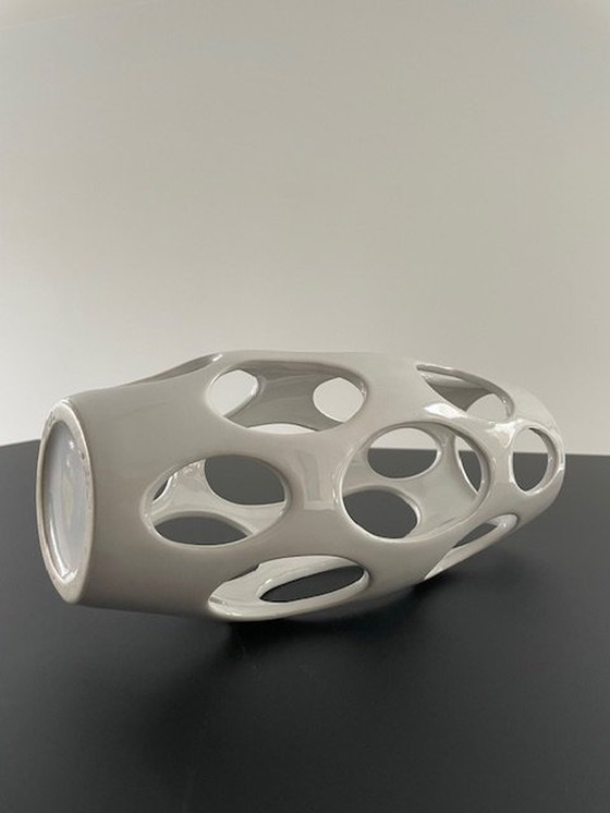 Image 1 of Modern Vase With Hole Texture White Ceramic