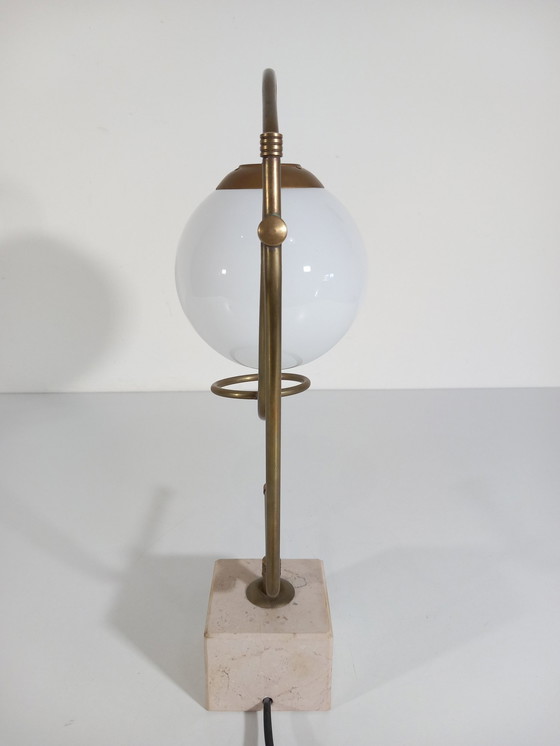 Image 1 of Grande lampada da tavolo vintage • Base in marmo • Ottone • 1970 