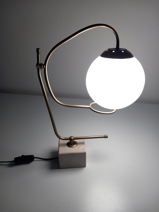 Image 1 of Grande lampada da tavolo vintage • Base in marmo • Ottone • 1970 