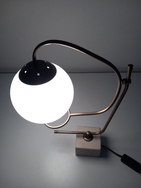 Image 1 of Grande lampada da tavolo vintage • Base in marmo • Ottone • 1970 