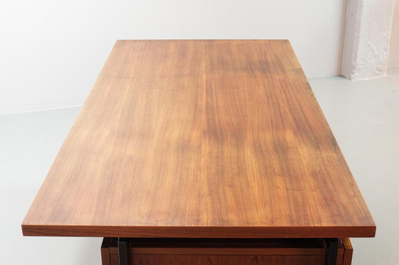 Image 1 of Cees Braakman Writing Desk EU02 Japanese Serie in Teak Wood and Black Steel for Pastoe. The Netherlands, 1960s. 